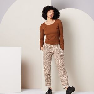 Brown Floral Ankle Pants